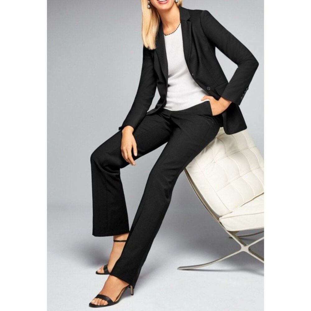 Talbots Suit Jacket Blazer 16W Black Seasonless Wool 2 Button Front Classic